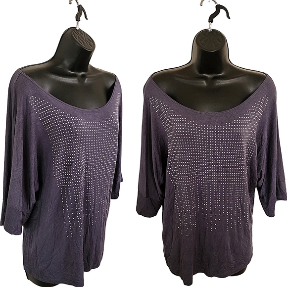 Bleeker & McDougal Tops - ❤️Bleeker & McDougal Silver Rhinestone Greay Blouse☆